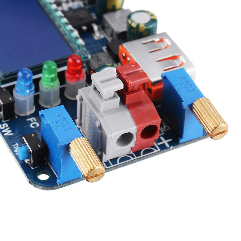 Fasizi 15W USB Step Up Power Supply Module Boost Adjustable Converter Fan Speed Control Potentiometer with LCD Display - Red