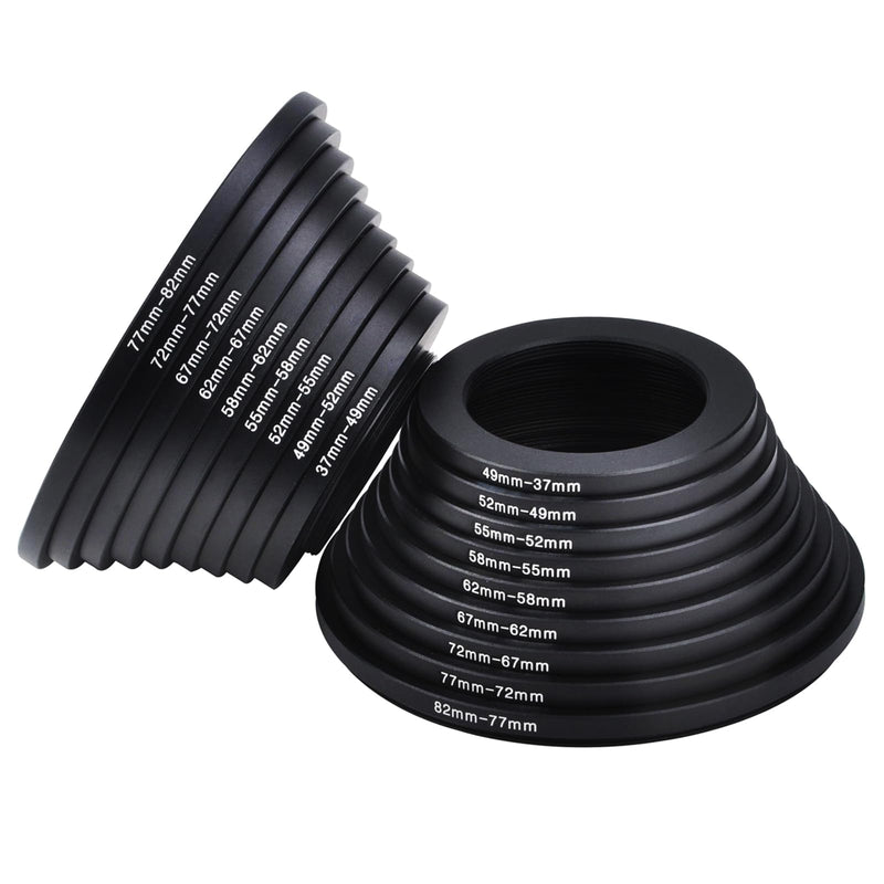 [AUSTRALIA] - Step Up Rings, Hisewen 18 Pieces Camera Lens Metal Filter Ring Adapter Set (9pcs Step Up Ring Set + 9pcs Step Down Ring Set) 