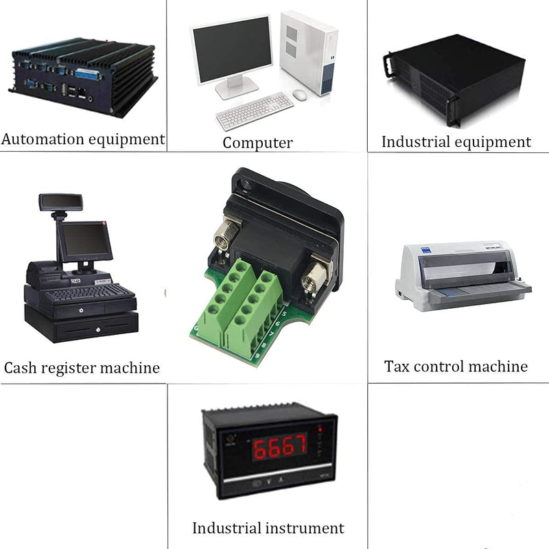 QIANRENON DB9 Panel Mount Terminal RS232 Serial to Terminal Female Adapter Connector Breakout Board, 9 Pin Welding-Free D-Type Connector,Black