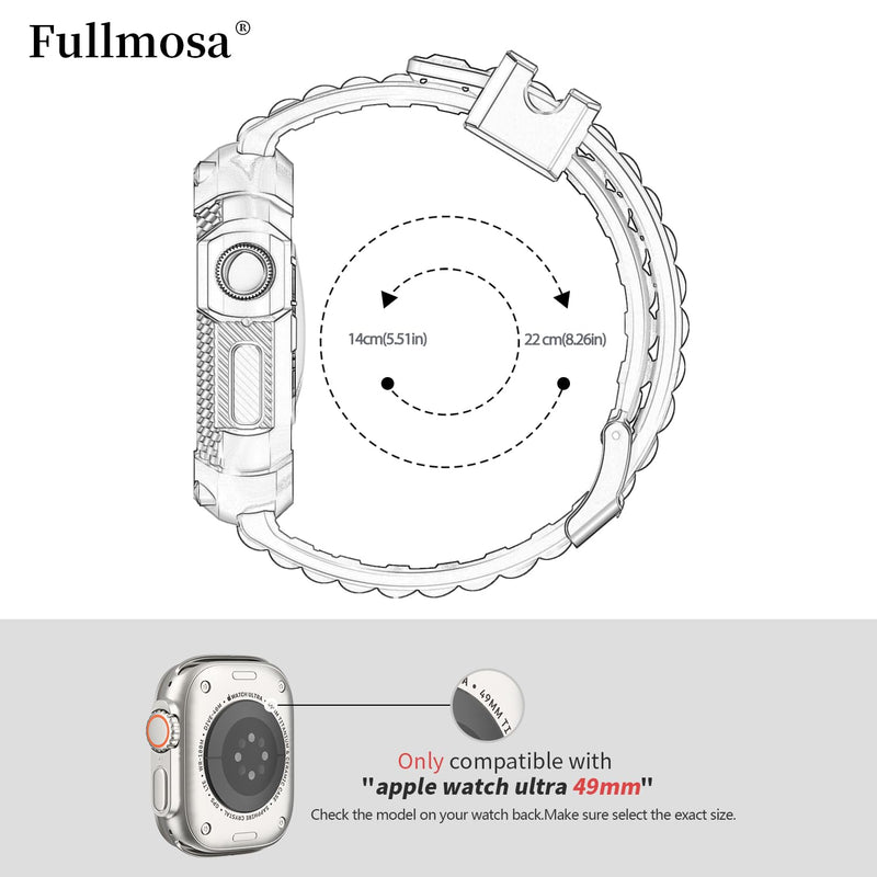 Fullmosa Compatible Silicone Apple Watch Band with Case 49mm Black & Compatible Metal Apple Watch Band with Case 49mm,Black and Gold