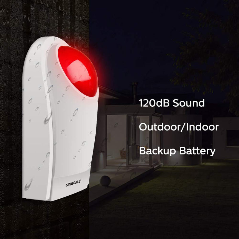 [AUSTRALIA] - Remote Emergency Strobe Siren Alarm Kit Waterproof Outdoor Loud Panic SOS Warning System for Business Home Shop Hotel School 300ft 1 Red Flashing Siren+ 2 Call Buttons 