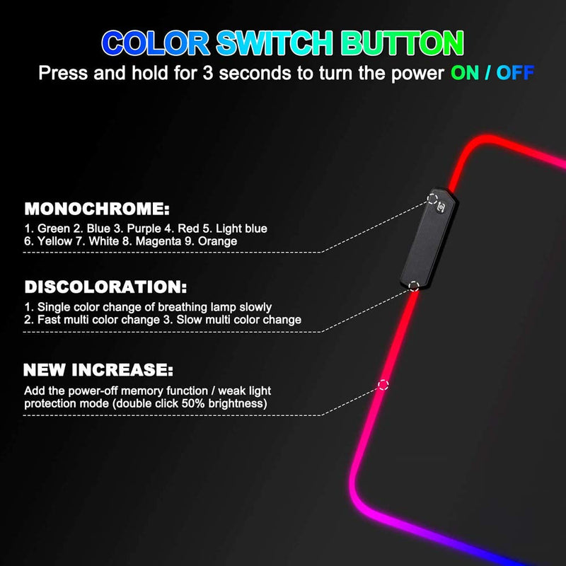 Large RGB Gaming Mouse Pad - 15 Light Modes Extended Computer Keyboard Mat, Anime Dragon Mouse Pad，High-Performance Mouse Pad Optimized for Gamer 31.5 X 12in (Green) Green