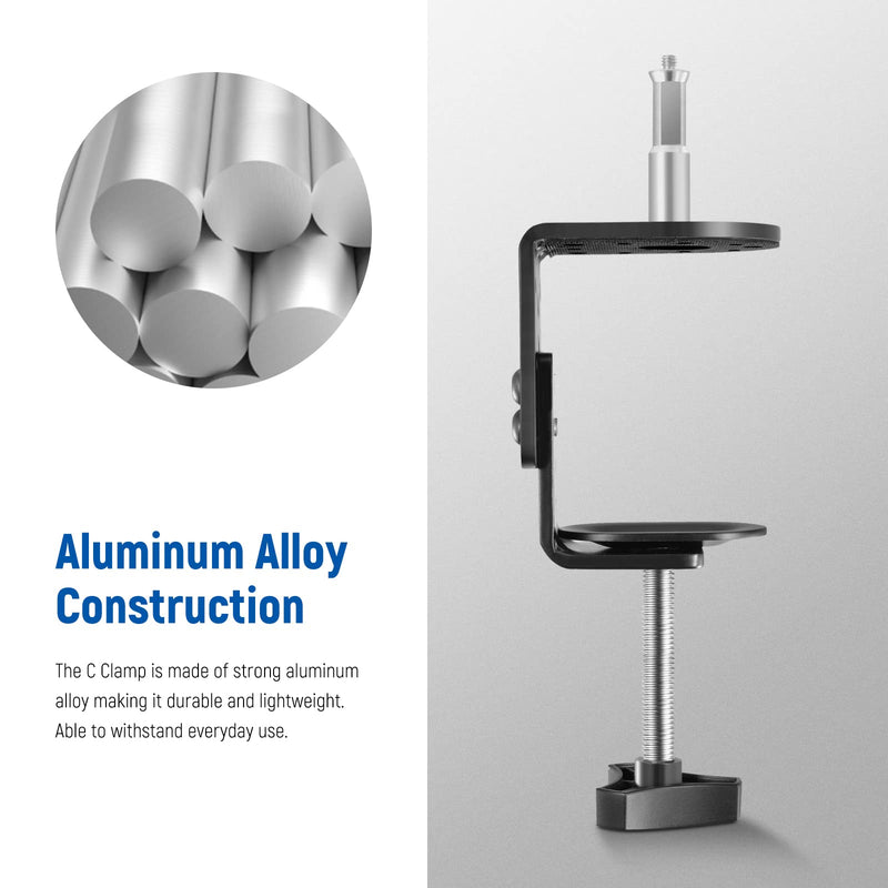 [AUSTRALIA] - NEEWER Heavy Duty C Clamp with Mounting Column for Light Stand, Adjustable Metal Desk Clamp with 1/4" 3/8" Screws for Ring Light LED Video Light Camera, Max Load 44lb/20kg, ST-CCD1 1 Pack 