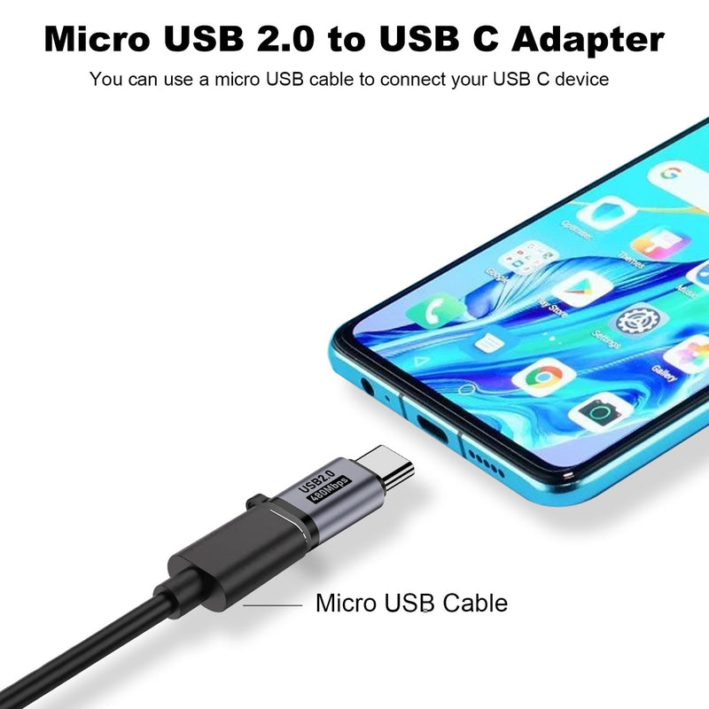 AreMe Micro USB to USB C Adapter, USB 3.0 to USB C Converter (Grey, 8 Pack) | Type C Connector, Male to Female and Female to Male