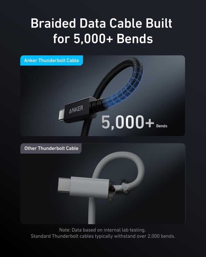 Anker Prime Thunderbolt 4 Cable, 3.3ft USB-C to USB-C Cable, 240W Charging | 40Gbps Data Transfer, Supports 8K/4K Displays, for iPhone 16, MacBook Air, iPad, Samsung (Thunderbolt 4-Certified) Black