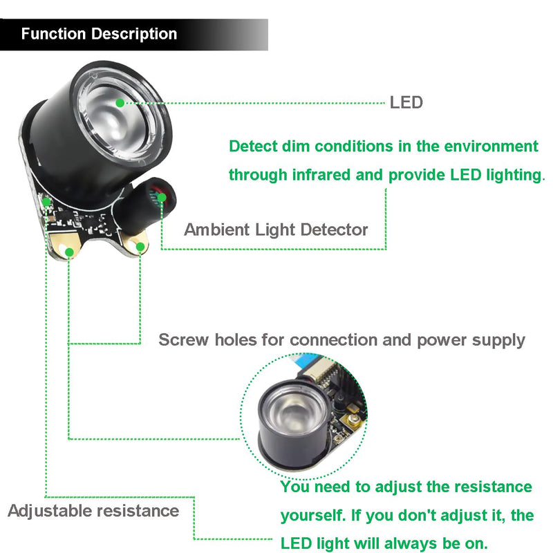 Youmile Infrared LED Module for Raspberry Pi Camera 3 W 850 nm IR Night Vision Infrared Spotlight Light Sensitive Lamp 2 Hole Spacing 13.66 mm Adjustable Resistance with Screwdriver Pack of 2