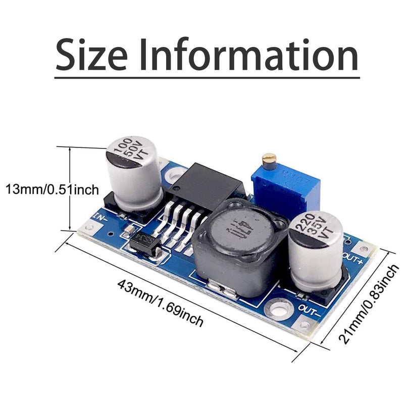 Step Down Converter Binghe Pack of 10 DC-DC 3A Buck Converter, Step-Down Converter Module, Voltage Regulator, Adjustable Power Supply Downward Module, 3.2-46 V to 1.25-35 V Adjustable Power Supply