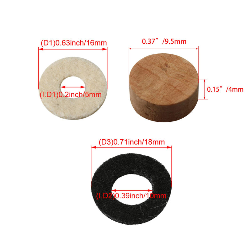 BQLZR Trumpet Water Key Spring Trumpet Drain Valve Cork Pad Cap Felt Washer Pack of 30