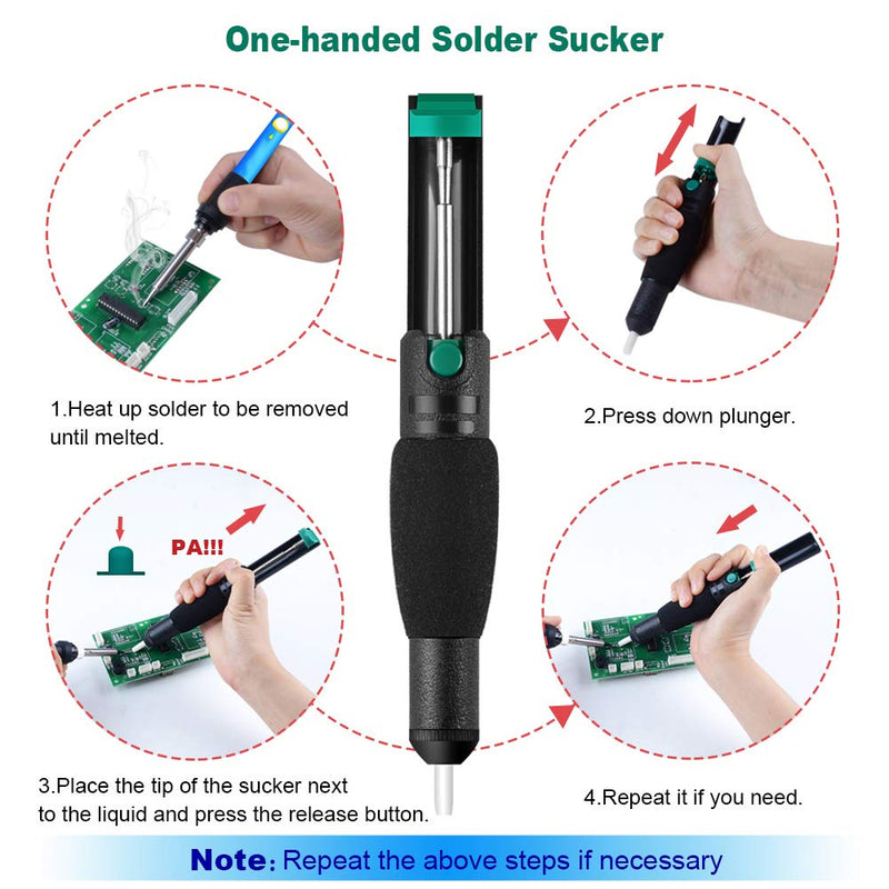 Desoldering Wick, Desoldering Pump, Solder Sucker, Solder Wick, 2pcs Solder Braid (2.5mm Width, 1.5m Length) Solder Wire, Replacement Tip, Desoldering Vacuum Pump Solder Removal Tool 6 in 1 Kit
