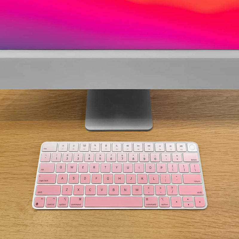 ProElife Keyboard Cover Skin for Apple Magic Keyboard 3 (with Touch ID, Model: A2449, for 2021 iMac 24'' & 2022 Mac Studio with Silicon Chip) Accessories Ultra Thin Silicone Protector (Ombre Pink) Ombre Pink