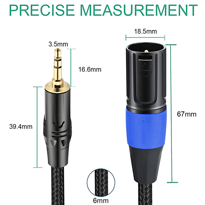 3.5mm to XLR Cable, XLR to 3.5mm Unbalanced Aux Micphone Cbale, 1/8 inch Mini Jack Stereo to XLR Male Cord Adapter for Cell Phone, Laptop, Speaker, Mixer - 3.3ft 3.3 feet