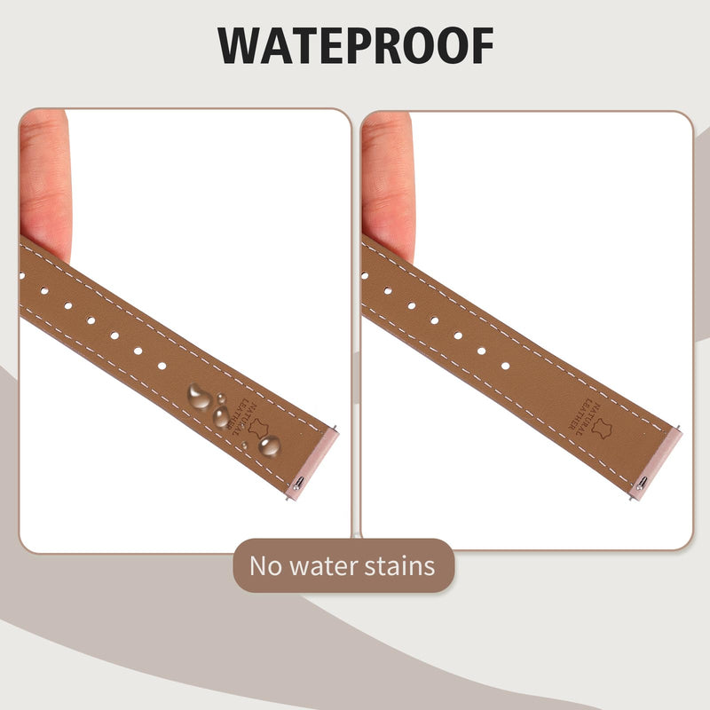 Italy Genuine Leather Watch Bands Men Women Compatible with Samsung Galaxy Watch Band, 20mm 22mm Lugs Watch Straps, Quick Release Wear-resistant Sweat-Resistant Smartwatch Replacement Strap(Pack of 2)