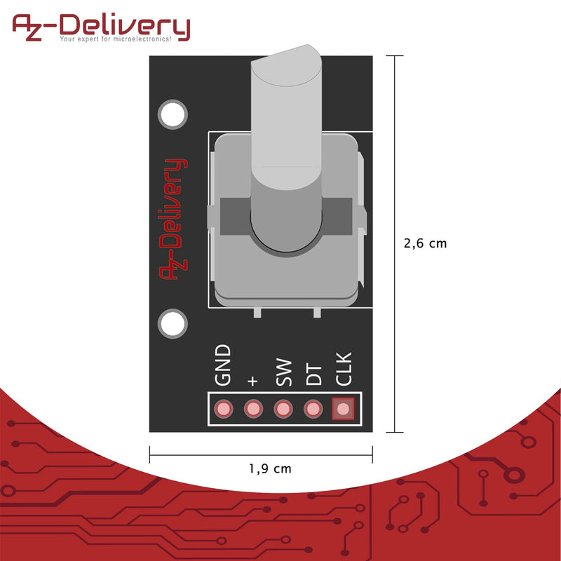 AZDelivery 5 x KY-040 Rotary Encoder, Rotary Encoder, Module Compatible with Arduino, Includes E-Book!