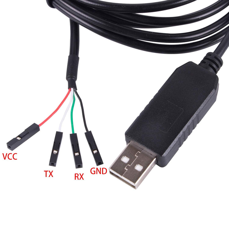 USB to TTL Serial 5V 3.3V Adapter Cable TX RX VCC GND Pinout with 4 Pin 0.1 inch Pitch Female Socket FTDI Chip for Windows 10 8 7 XP Vista Android Mac OS (Logic 3.3V Level) Logic 3.3V Level