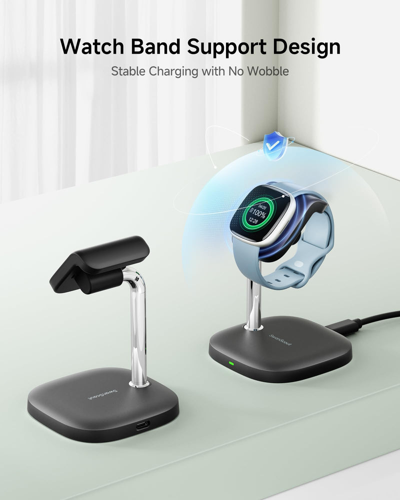 SwanScout Watch Charger Stand for Charging Fitbit Versa 4/3/Sense 2/Sense, 1800mAh Portable Watch Charger for Fitbit Versa 4/3/Sense 2/Sense