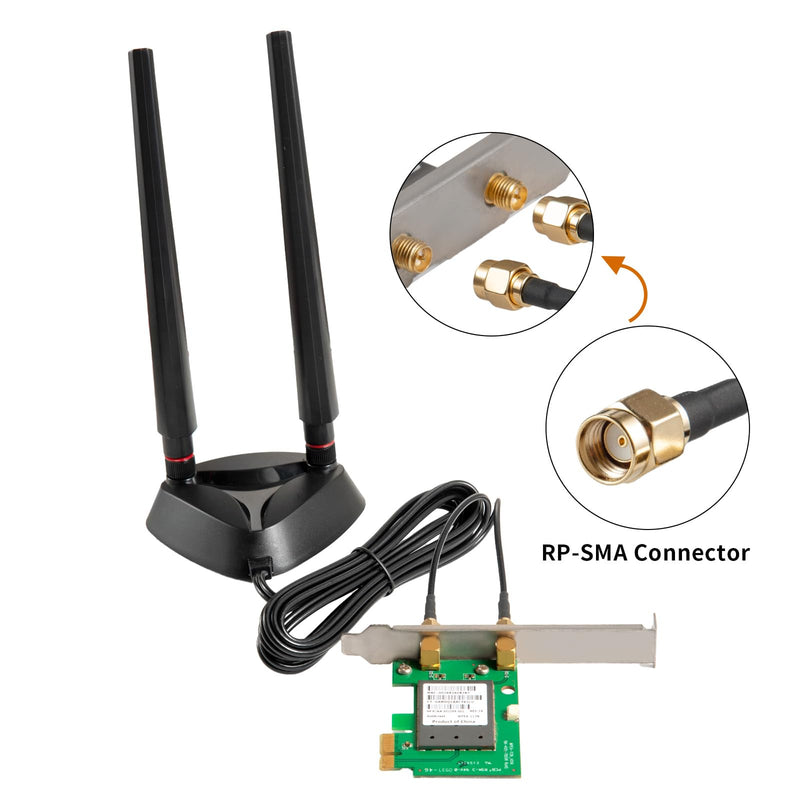 WiFi 6 6E Tri-Band 2.4GHz/5GHz/6E Magnetic Base Antenna for PC Desktop Computer Motherboard WiFi Router, Eifagur
