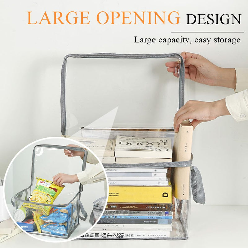 Ouliget Waterproof Clear Zippered Organizers Largesize,Moving Storage Bags with Reinforced Handles,Closet Organizers and Storage Container for Book DVD Blu Ray Disc Clothing,15''x12.5''x9.5'' (2) 2