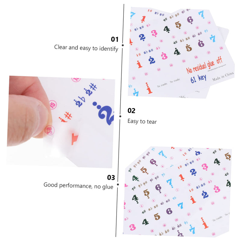 2 Sheets 61 Key Keyboard Stickers Letter Stickers Piano Letter Stickers for Keys Sticker by Numbers Piano Stickers for Keys Piano Decals Piano Accessories Music Instrument Supplies