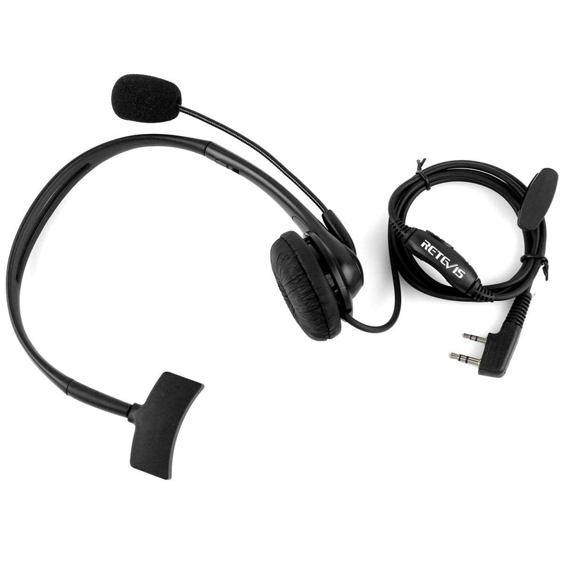 [AUSTRALIA] - Retevis Overhead Walkie Talkie Headset with Boom Mic, 2 Pin, for RT22 RT68 RT21 H-777 RT86 RT19 RB26 RB45, Compatible with Kenwood Arcshell Walkie-Talkie, Two Way Radio Headset(5 Pack) 