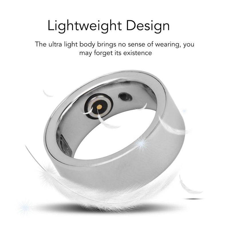 Smart Ring for iOS, Body Temperature Monitoring, Sleep Tracking, Step Counter, Phone Camera Control, IPX8 Waterproof, Charging Case, Stylish and Light (No. 20)