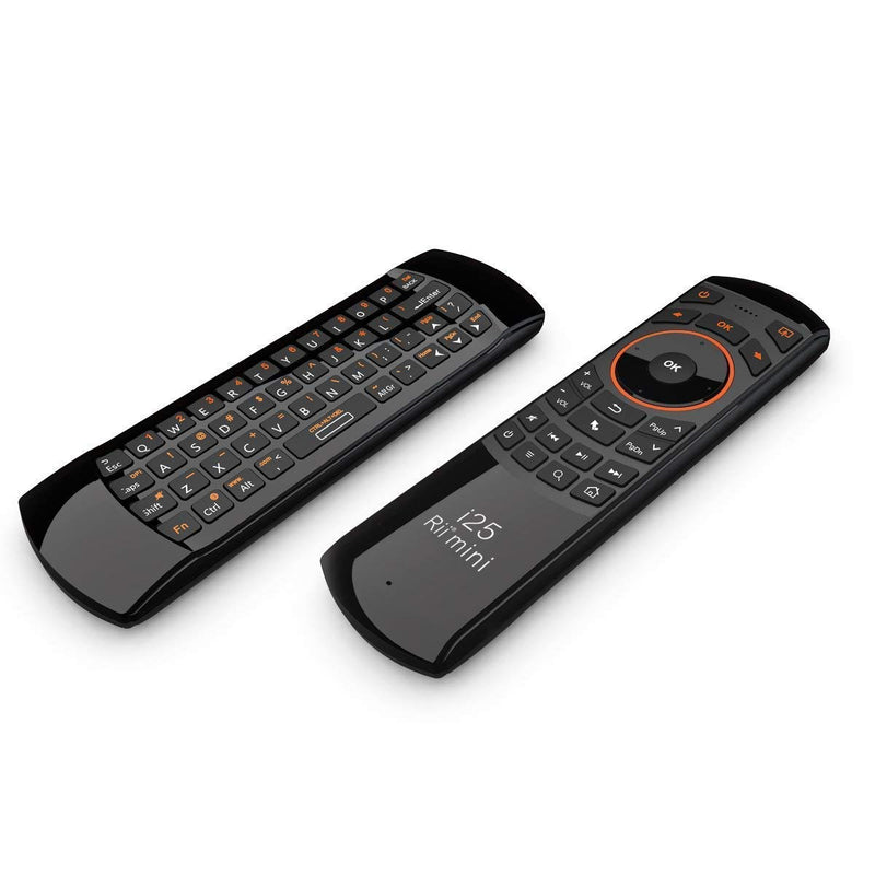 Rii K25 Multifunction Portable 2.4GHz Mini Wireless Fly Mouse Keyboard and Remote Control with Rechargeable Li-ion Battery (Black)
