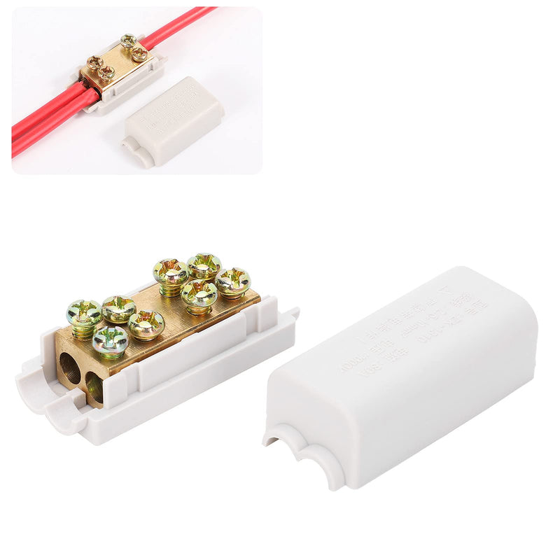 2-Piece Terminal Blocks High Performance Main Divider T Shape 1-in-2-Out Wiring Terminal Block Quick Splice Terminal Blocks Cable Connection Zk-1310 1000V 80A with Insulation Shell
