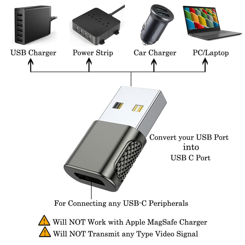 AuviPal USB C Female to USB Male Adapter 2 Pack, USB A Charger to USB Type C Cable Converter for Apple Watch iWatch Series 7 SE, iPhone, AirPods, iPad, Samsung and More