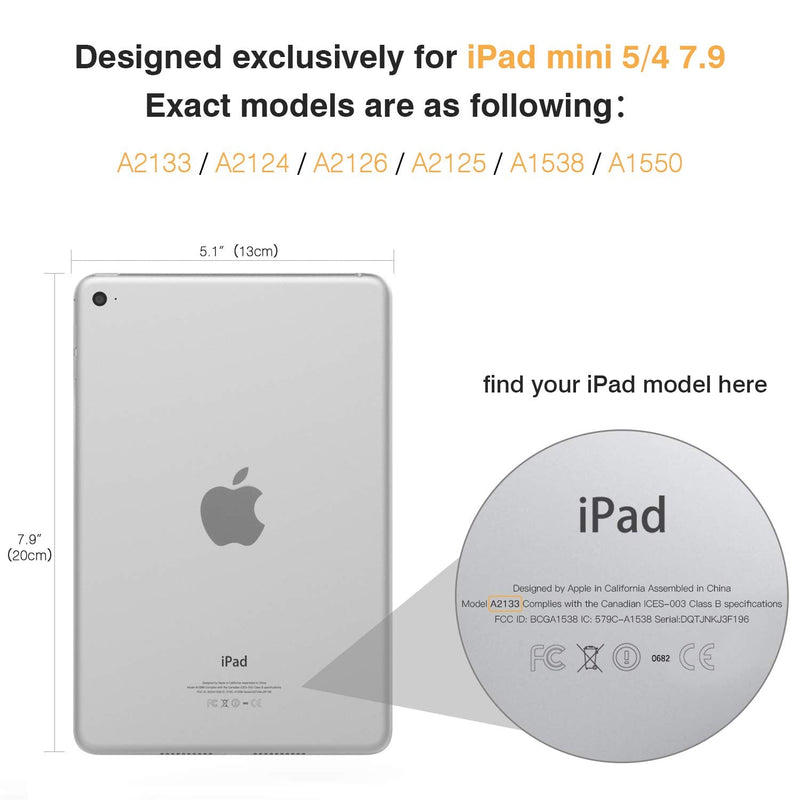 MoKo Case Fit New iPad Mini 5 2019/Mini 4 2015 (5th/4th Generation 7.9 inch), Slim Lightweight Smart Shell Stand Cover with Translucent Frosted Back Protector, with Auto Wake/Sleep,Rose Gold Rose Gold