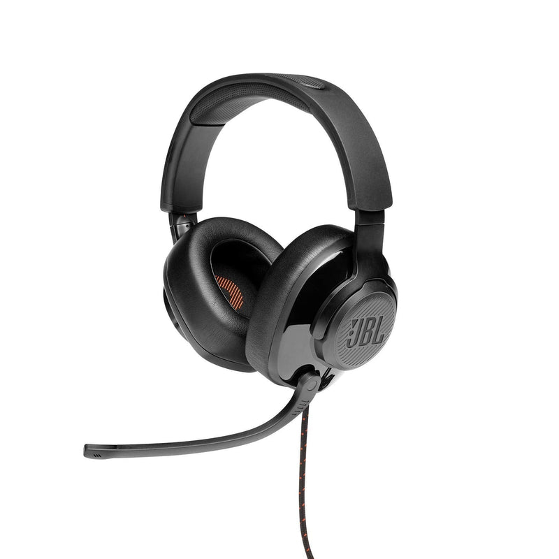JBL Quantum 200 - Wired over-ear gaming headset with Voice focus directional flip-up mic and memory foam ear cushions (Black) Large
