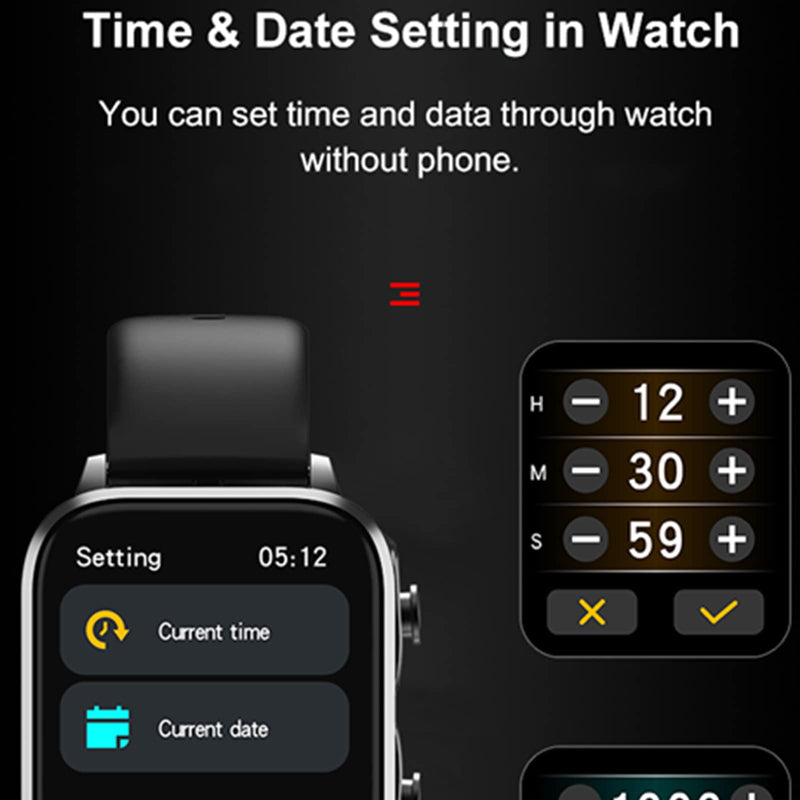 Tuanzi T22 1.83 Inch 2 in 1 Smartwatch with Earbuds TWS Wireless Bluetooth Headset Combo Bluetooth Call Heart Rate Blood Pressure Sleep Monitor Women Men Sport Fitness Tracker(T22-Black)