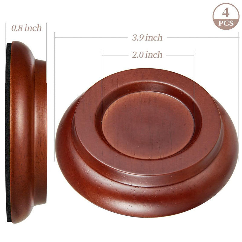 Piano Caster Cups Upright Piano Caster Cups Wood coasters Cups Brown-wood 4cups