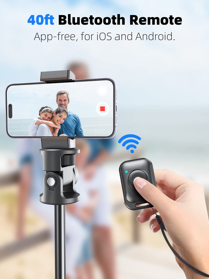 Kaiess 62" iPhone Tripod, Selfie Stick Tripod & Phone Tripod Stand with Remote, Cell Phone Tripod for iPhone, Extendable Travel Tripod Compatible with iPhone 14/13/12 Pro Max/Android/GoPro Black