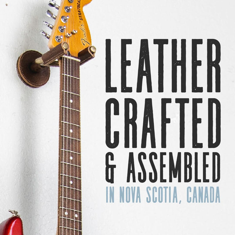 Levy's Leathers Forged Steel Guitar Hanger; Black Metal with Tan Veg-Tan Leather Yoke Wraps (LVY-FGHNGR-BKTN) Black Steel Tan Leather