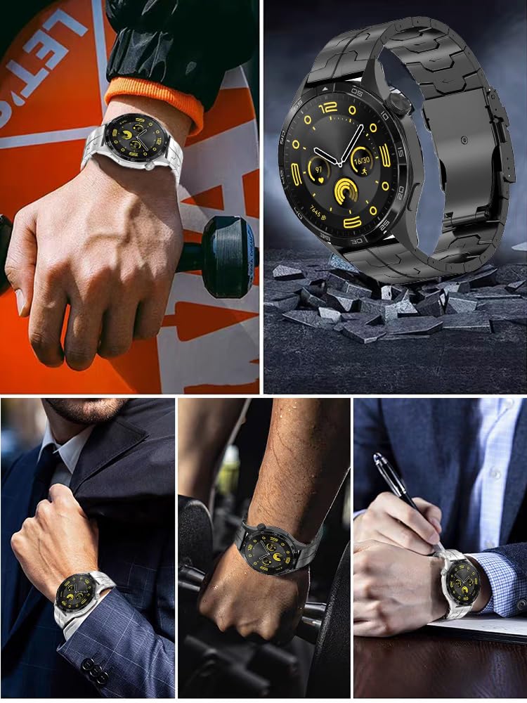 Titanium Watch Metal Strap Compatible with Huawei Watch GT6/GT6 Pro/GT5 46mm, 22mm Metal Band for Huawei GT4/3 46mm/ 3 Pro 46mm,GT 2e/Active/Classic/2 Pro/46mm/Sport/Elegant titanium orange