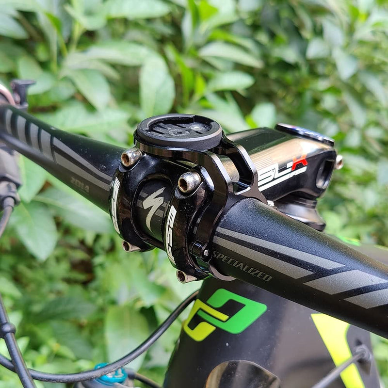 Mountain Bike Mount for Garmin Edge Wahoo Elemnt Bryton Rider Stages Dash Hammerhead Karoo, Bike Stem Mount for Handlebar 31.8mm(Black)