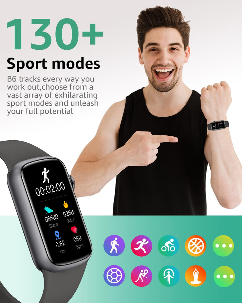 Fitness Tracker with Step Counter/Calories, Activity Health Tracker with Blood Pressure Heart Rate Monitor, Sleep Tracker, 137+ Sport Modes, Pedometer SmartWatch, Gift for Women Men Black