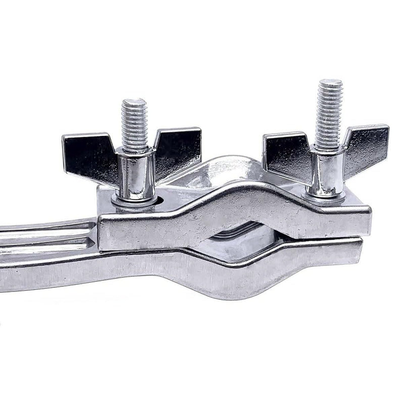 Cowbell Mounting Clamp with 9.5 mm Steel Arm Short Cowbell L Rod Holder Cowbell Percussion Mount Rod Mounting Bracket for Jam Blocks Tambourine Drum Set Parts Hardware, Silver