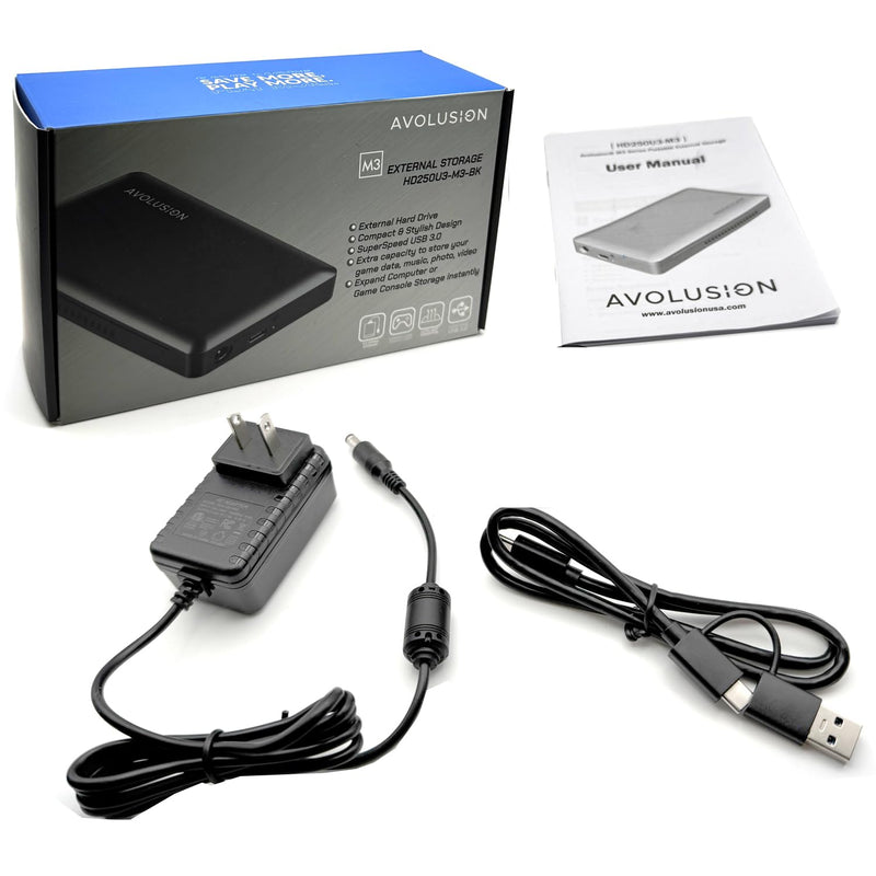 Avolusion M3 Series 1TB USB 3.0 Portable External Hard Drive - Black (for Windows, Mac OS, Xbox, PS)