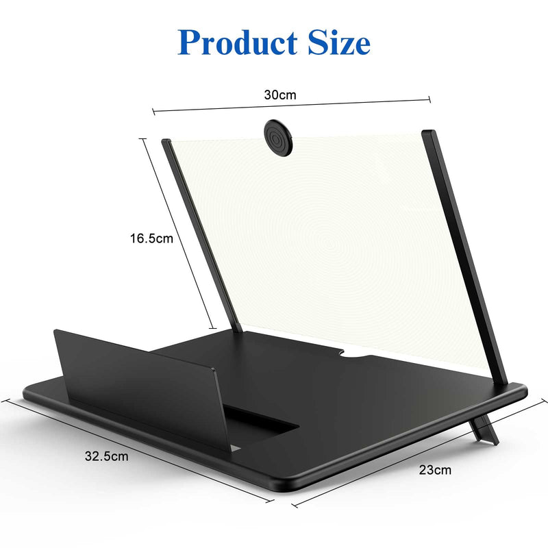 16" Screen Magnifier -3D HD Mobile Phone Magnifying Projector Screen Enlarger for Movies, Videos and Gaming – Foldable Phone Stand Holder with Screen Amplifier–Compatible with All Smartphones Black-16 inch