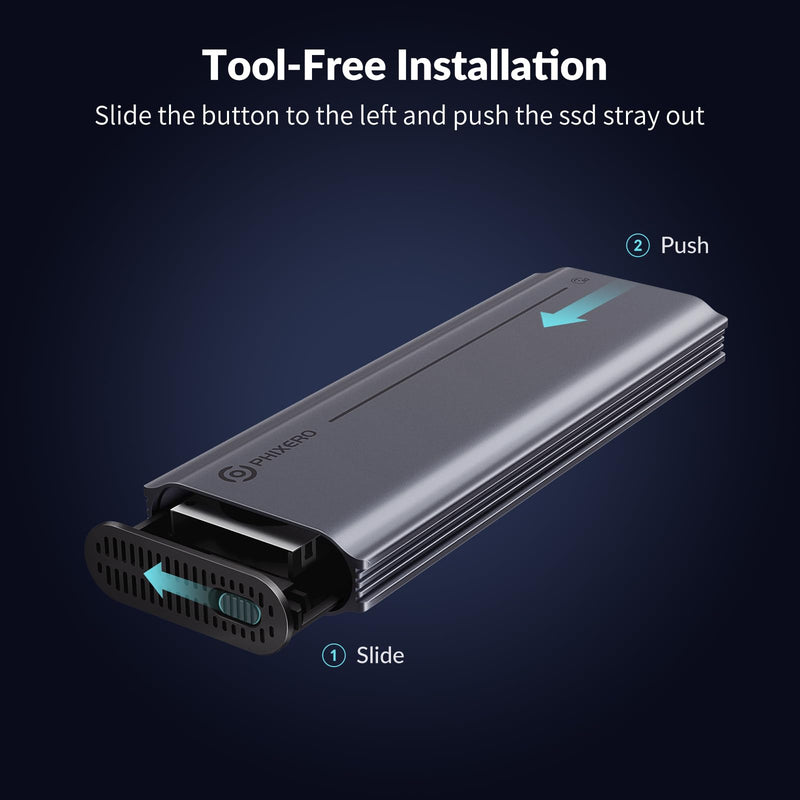 PHIXERO 40Gbps M.2 NVMe SSD Enclosure, PhiBox Pro External NVMe Enclosure with Fan, Tool-Free, Compatible with Thunderbolt 4/3 USB4