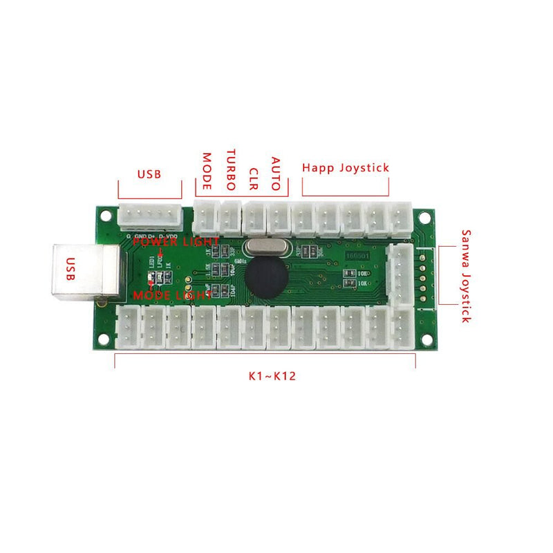 SJJX Zero Delay USB Encoder LED Joystick Kit Arcade DIY Controller For PC Retropie Raspberry Pi MAME SANWA Style