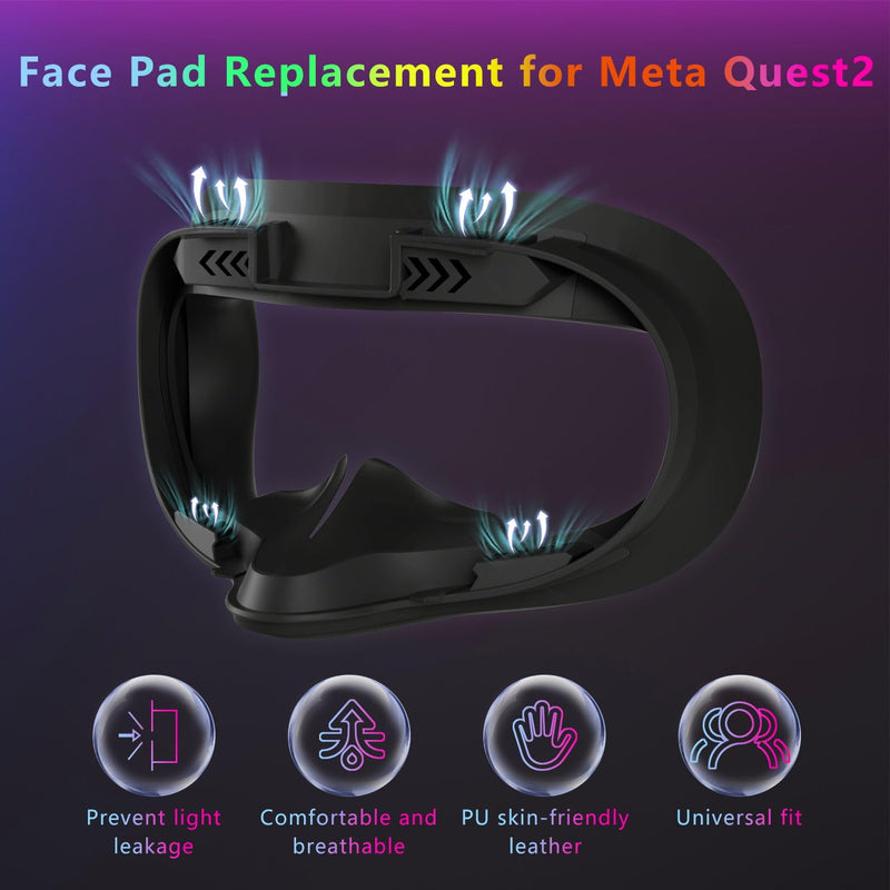 Saqico Head Strap & Face Pad & Face Cover Cushion Replacement for Oculus Quest 2