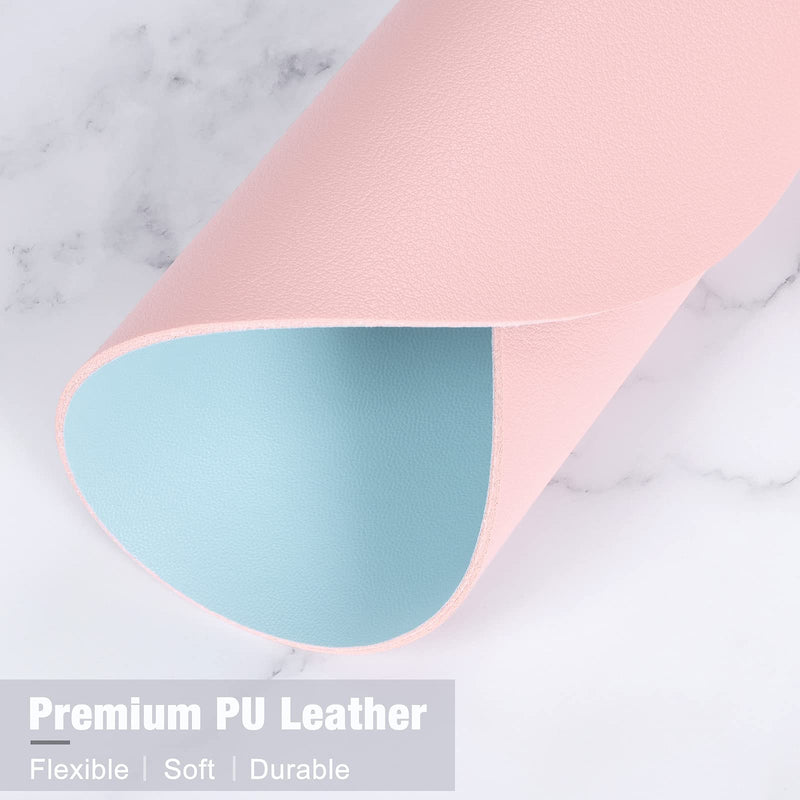 Hsurbtra Mouse Pad, Double-Sided PU Leather Small Round Mousepad 8.7 x 8.7 Inch,Anti-Slip Waterproof Mouse Mat, Pretty Cute Mouse Pad for Office Home Gaming Laptop Men Women Kid,Pink & Blue Pink