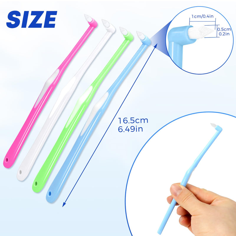 [AUSTRALIA] - Sularpek Pack of 4 Tuft Toothbrush, Tuft Brush with Independent Protective Caps, Soft Tufted Toothbrush, Interdental Brush for Orthodontic Braces and Bridges, Detail Cleaning Pack of 4 Tuft Toothbrushes 