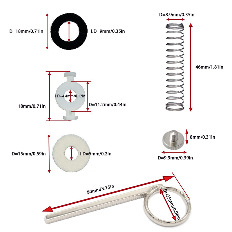 CashBeat Trumpet Repair Kit, Silver Trumpet Valve Cap Buttons, Piston Spring, Valve Spring Screw Parts, Essential Replacement Parts for Wind Instruments