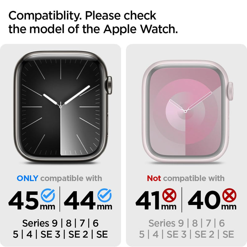 Spigen Rugged Armor Pro Designed for Apple Watch Case with Band Series SE3/9/8/SE2/7/6/SE/5/4 45mm/44mm Protective TPU Cover with Strap - Black (Pack of 2) Apple Watch 44/45mm (Pack of 2)