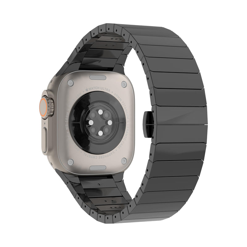 Compatible for Apple Watch Metal Bands, Black 42mm 44mm 45mm iWatch Strap Ultra10 9 8 7 6 5 4 3 2 1 SE,Simple and Stylish Smartwatch Wristband Women Men