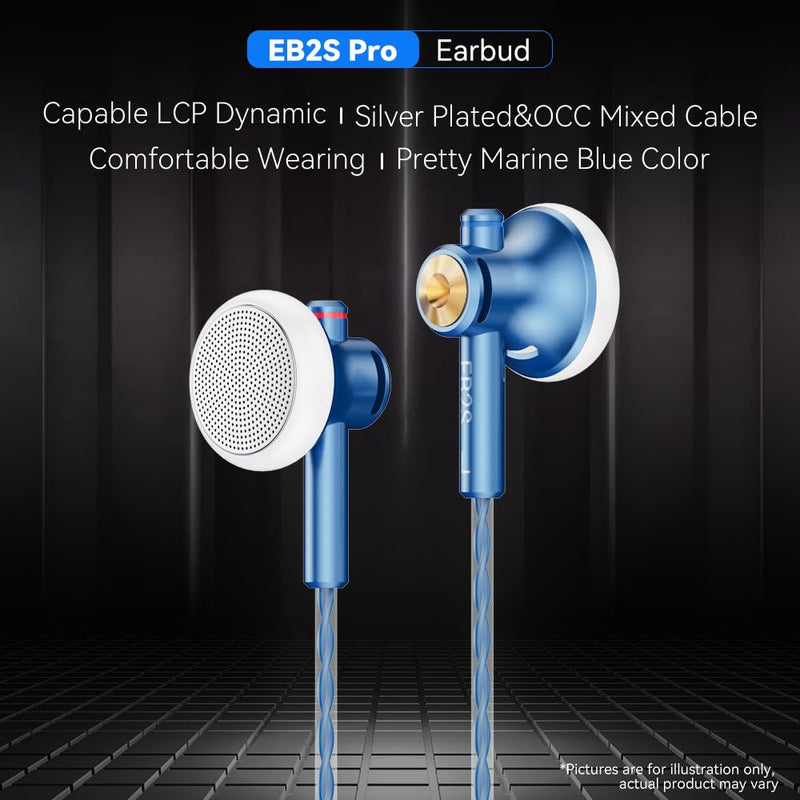 NICEHCK EB2S Pro 4.4mm Balanced Earbuds No Mic 15.4mm Dynamic Headphones | 15.4mm LCP dynamic driver;silver-plated OCC cable; balanced 4.4 plug; comfy marine blue pure HiFi earbud for balanced DAPs 4.4mm no Mic blue03