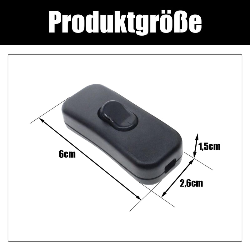 Powice 2 pieces intermediate switch, cord switch, 230 V, cable switch, suitable for 2 and 3-core power cables and small devices or lights toggle switch, (white + black) 2 Stück White+Black