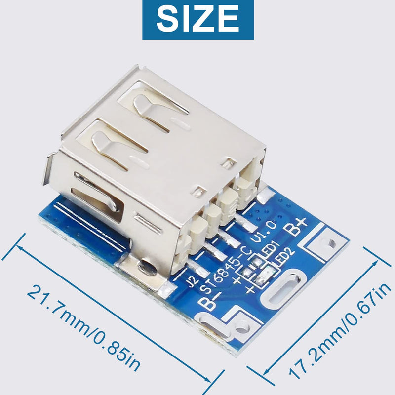 10Pcs 5V Step Up Board Lithium Battery Charging Protection Board Step Up Power Module 134N3P Charger Board LED Indicator for DIY Charger with 24AWG Cable